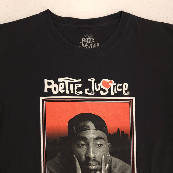 2Pac Tupac Poetic Justice Rap Long Sleeve T Shirt Mens Size Large L Black - Picture 1 of 11